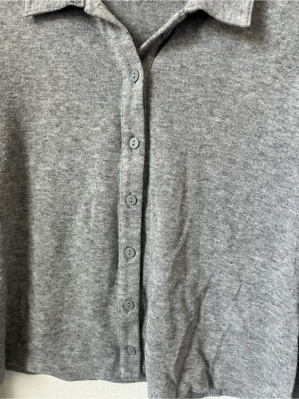 Grey Button-Up Collared Top - Picture 4 of 5
